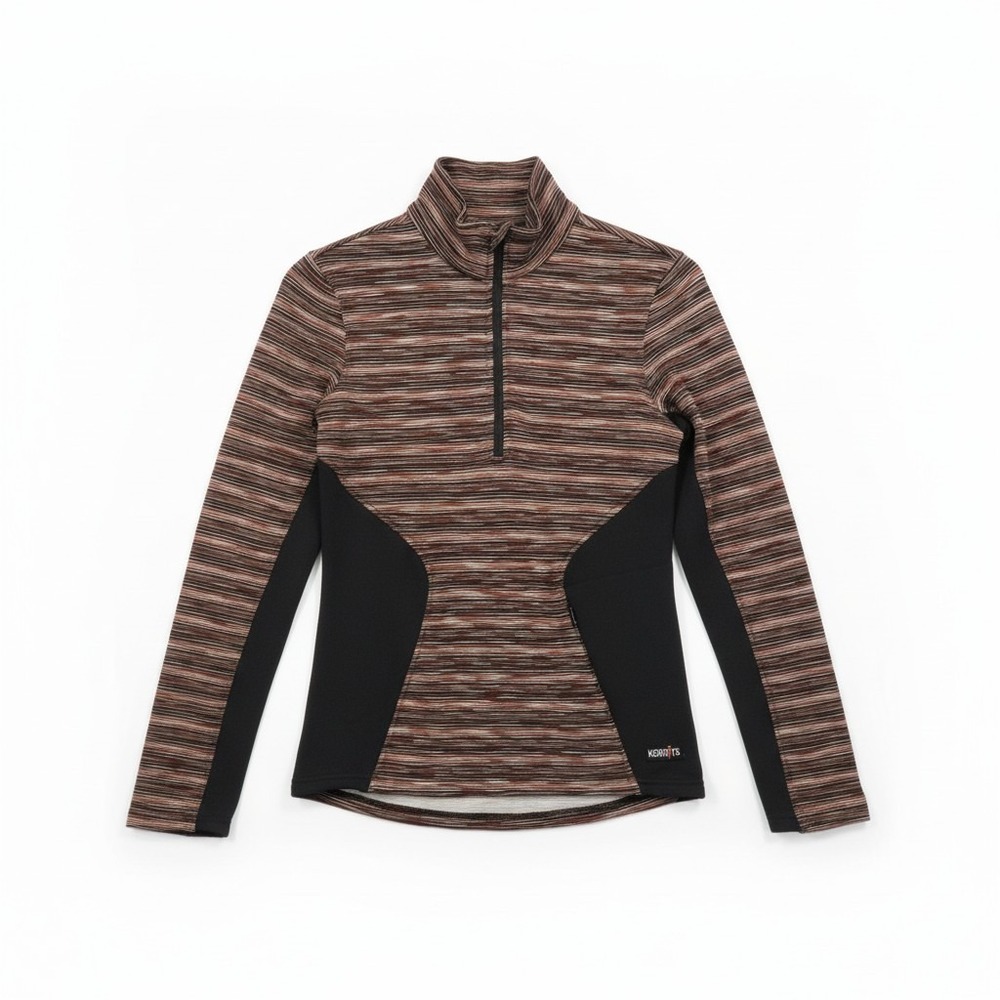 Kerrits‎ Womens Striped Fleece 1/4 Zip Pullover Zip Pockets Regular Size S